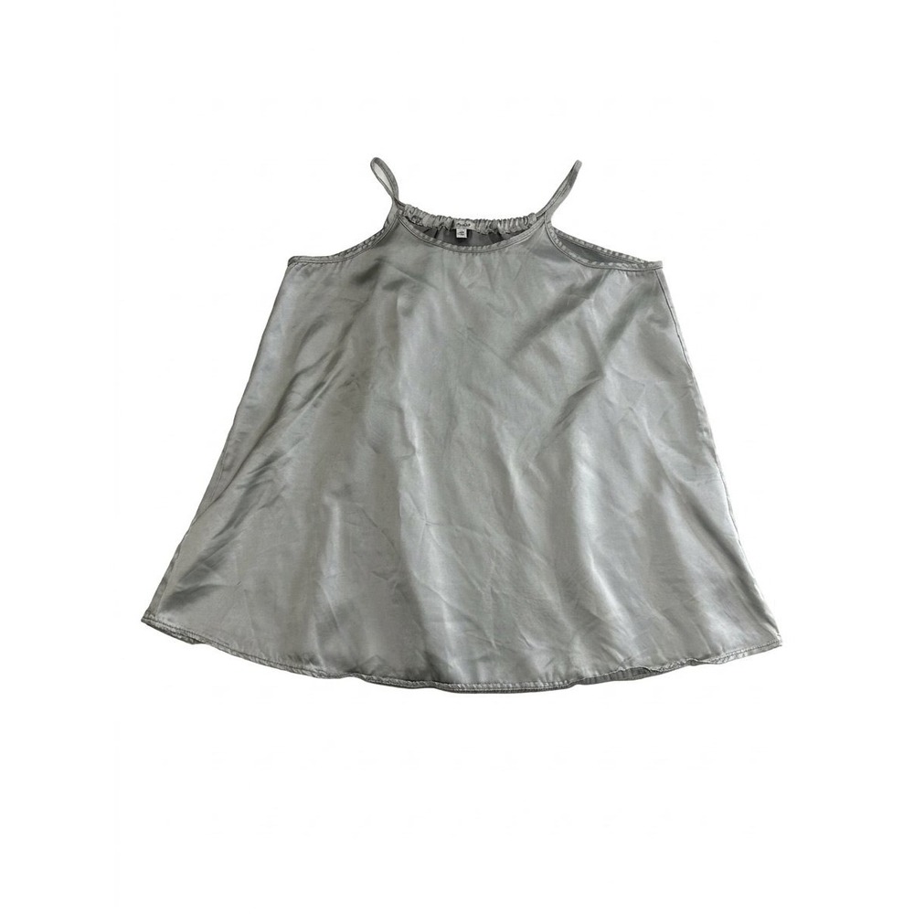 PJ Harlow Anne Camisole Women Small Silver Good Satin Spaghetti Strap Loungewear
